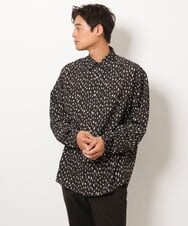 KHBJS06069 a.v.v MEN(アー・ヴェ・ヴェ) レオパード柄プリントワイドシャツ ブラウン