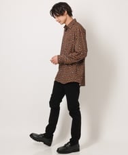 KHBJS06069 a.v.v MEN(アー・ヴェ・ヴェ) レオパード柄プリントワイドシャツ ブラウン