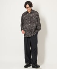 KHBJS06069 a.v.v MEN(アー・ヴェ・ヴェ) レオパード柄プリントワイドシャツ ブラウン