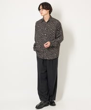 KHBJS06069 a.v.v MEN(アー・ヴェ・ヴェ) レオパード柄プリントワイドシャツ ブラウン