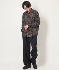 KHBJS06069 a.v.v MEN(アー・ヴェ・ヴェ) レオパード柄プリントワイドシャツ ブラウン