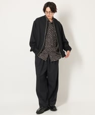 KHBJS06069 a.v.v MEN(アー・ヴェ・ヴェ) レオパード柄プリントワイドシャツ ブラウン