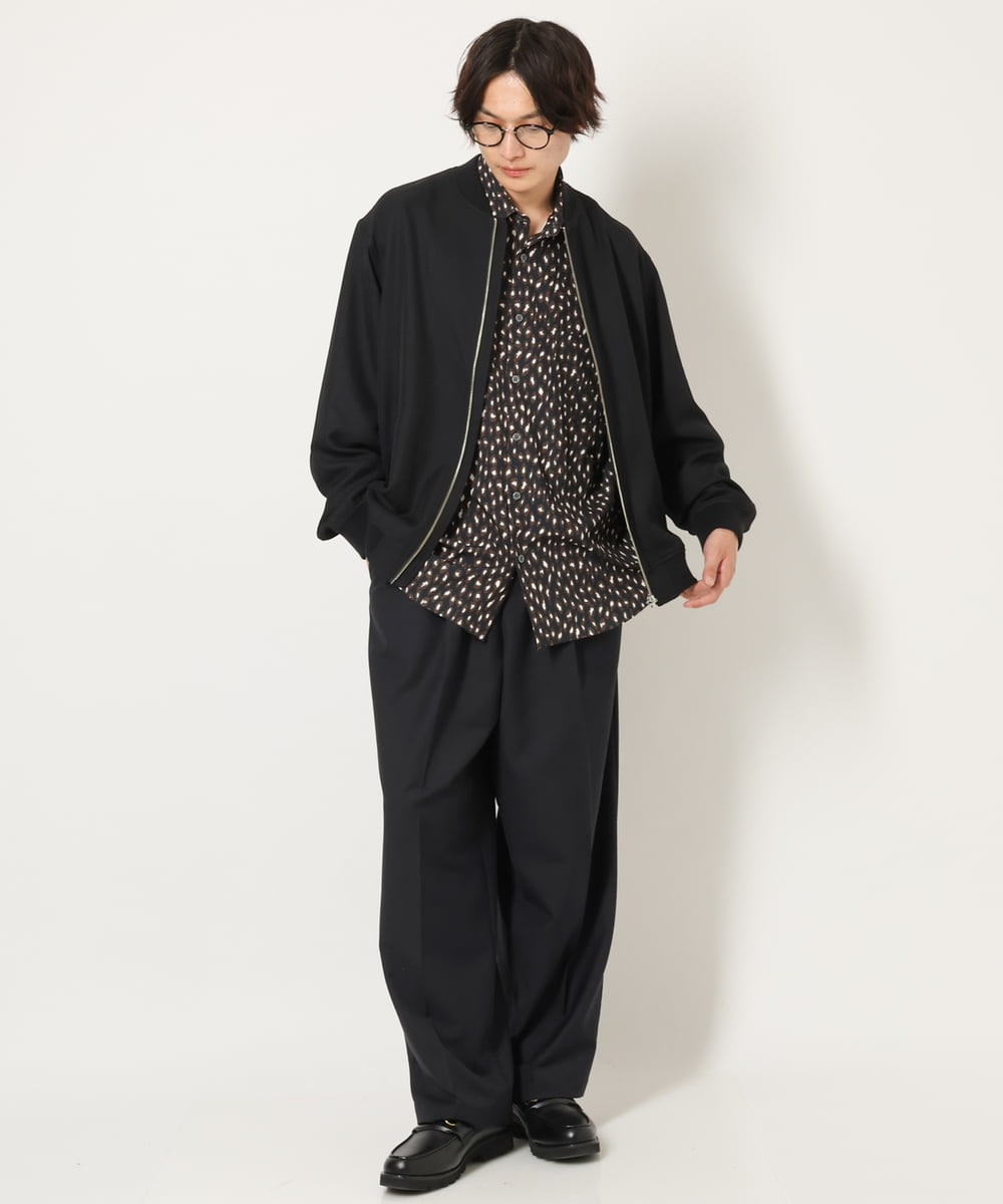 KHBJS06069 a.v.v MEN(アー・ヴェ・ヴェ) レオパード柄プリントワイドシャツ ブラウン