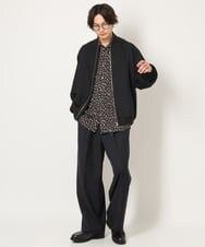 KHBJS06069 a.v.v MEN(アー・ヴェ・ヴェ) レオパード柄プリントワイドシャツ ブラウン