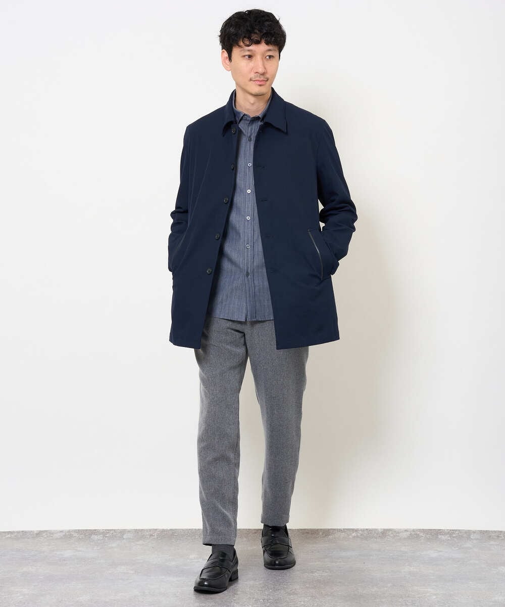 KHBKD21069 a.v.v MEN(アー・ヴェ・ヴェ) ＼上品に整う、大人のシャツ／ ヘリンボーンダブルフェイスシャツ【洗濯機で洗える/毛玉になりにくい】 グレー