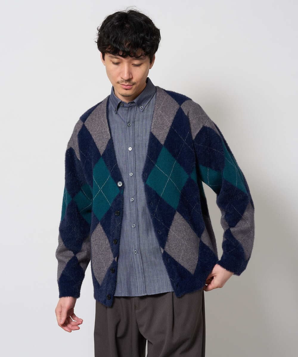 KHBKD21069 a.v.v MEN(アー・ヴェ・ヴェ) ＼上品に整う、大人のシャツ／ ヘリンボーンダブルフェイスシャツ【洗濯機で洗える/毛玉になりにくい】 グレー