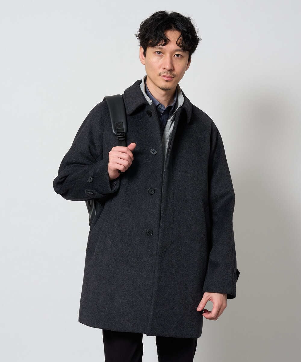 KHBKD21069 a.v.v MEN(アー・ヴェ・ヴェ) ＼上品に整う、大人のシャツ／ ヘリンボーンダブルフェイスシャツ【洗濯機で洗える/毛玉になりにくい】 グレー