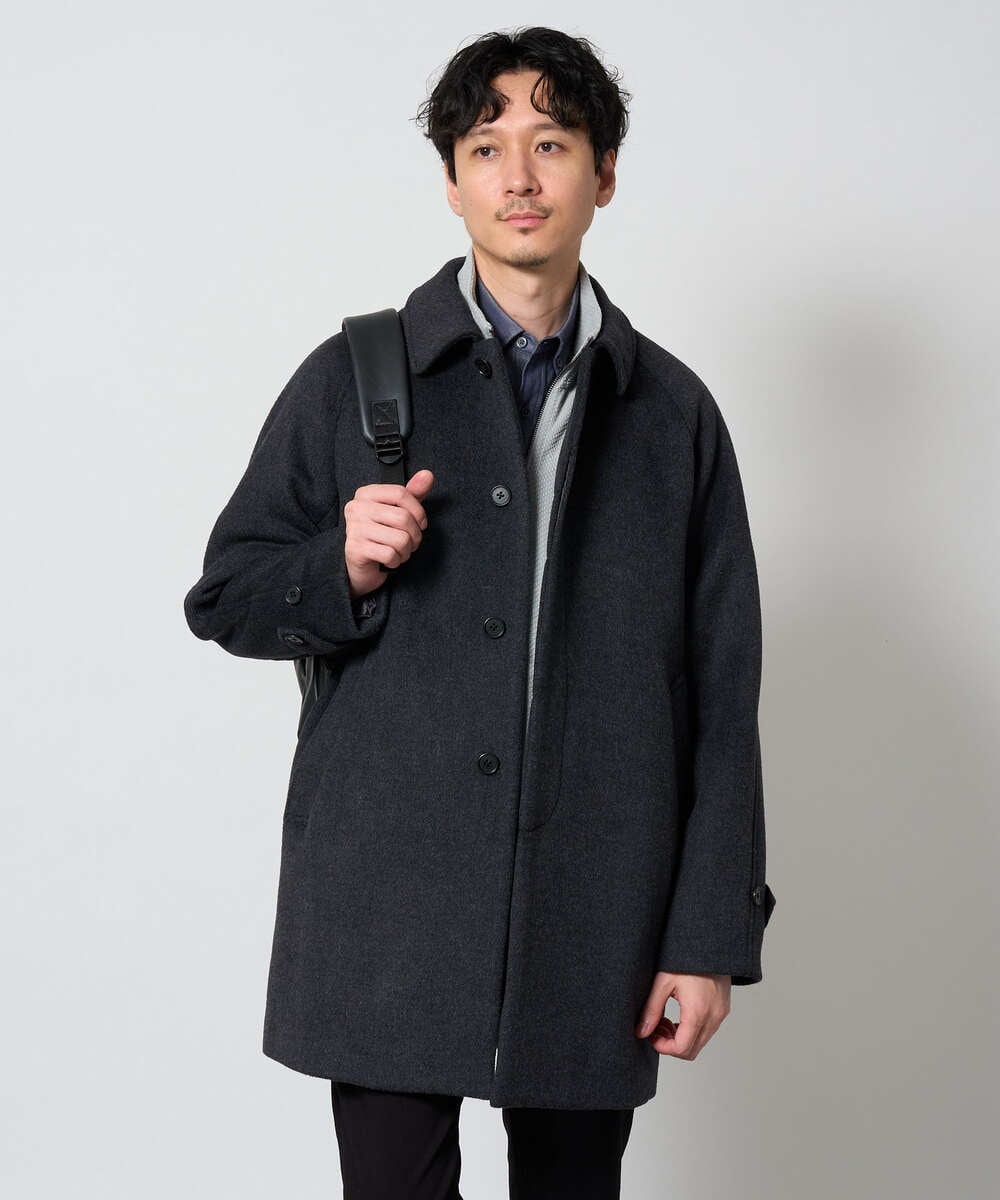 KHBKD21069 a.v.v MEN(アー・ヴェ・ヴェ) ＼上品に整う、大人のシャツ／ ヘリンボーンダブルフェイスシャツ【洗濯機で洗える/毛玉になりにくい】 グレー