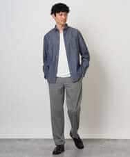 KHBKD21069 a.v.v MEN(アー・ヴェ・ヴェ) ＼上品に整う、大人のシャツ／ ヘリンボーンダブルフェイスシャツ【洗濯機で洗える/毛玉になりにくい】 グレー