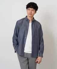 KHBKD21069 a.v.v MEN(アー・ヴェ・ヴェ) ＼上品に整う、大人のシャツ／ ヘリンボーンダブルフェイスシャツ【洗濯機で洗える/毛玉になりにくい】 グレー