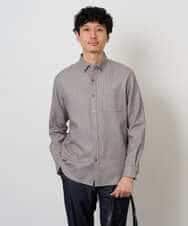 KHBKD21069 a.v.v MEN(アー・ヴェ・ヴェ) ＼上品に整う、大人のシャツ／ ヘリンボーンダブルフェイスシャツ【洗濯機で洗える/毛玉になりにくい】 グレー