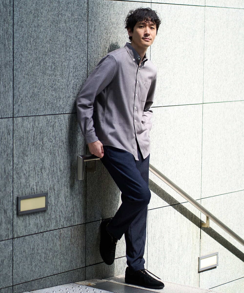 KHBLA20049 a.v.v MEN(アー・ヴェ・ヴェ) 人気No1シャツ【イージーケア/累計1.5万枚】サンライト起毛ストレッチシャツ【洗濯機で洗える/蓄熱保湿】 ホワイト