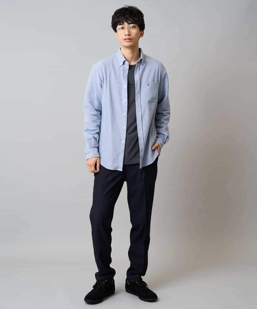 KHBLA20049 a.v.v MEN(アー・ヴェ・ヴェ) 人気No1シャツ【イージーケア/累計1.5万枚】サンライト起毛ストレッチシャツ【洗濯機で洗える/蓄熱保湿】 ホワイト