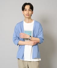 KHCFA10049 a.v.v MEN(アー・ヴェ・ヴェ) 【接触冷感】さらさらタッチVネックカーディガン ライトブルー