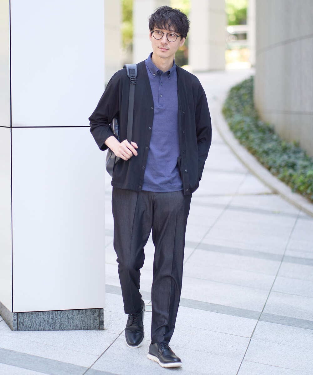 KHCFA10049 a.v.v MEN(アー・ヴェ・ヴェ) 【接触冷感】さらさらタッチVネックカーディガン ブラック