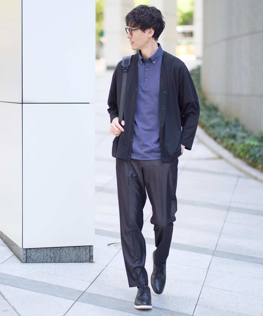 KHCFA10049 a.v.v MEN(アー・ヴェ・ヴェ) 【接触冷感】さらさらタッチVネックカーディガン ブラック