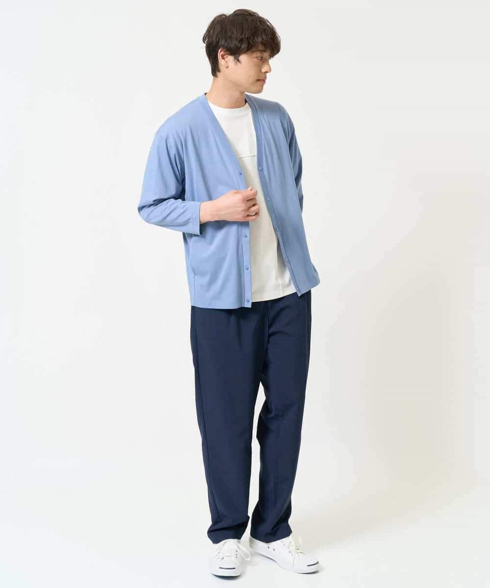 KHCFA10049 a.v.v MEN(アー・ヴェ・ヴェ) 【接触冷感】さらさらタッチVネックカーディガン ブラック