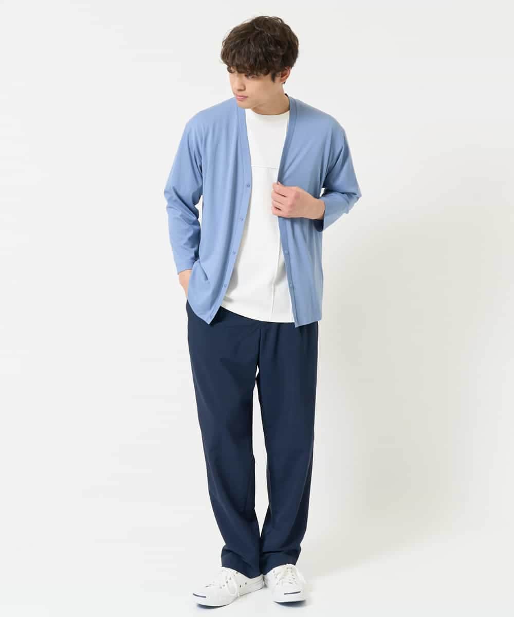 KHCFA10049 a.v.v MEN(アー・ヴェ・ヴェ) 【接触冷感】さらさらタッチVネックカーディガン ブラック