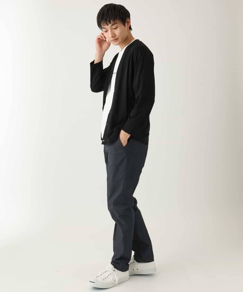 KHCFA10049 a.v.v MEN(アー・ヴェ・ヴェ) 【接触冷感】さらさらタッチVネックカーディガン ブラック