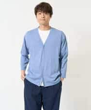 KHCFA10049 a.v.v MEN(アー・ヴェ・ヴェ) 【接触冷感】さらさらタッチVネックカーディガン ブラック