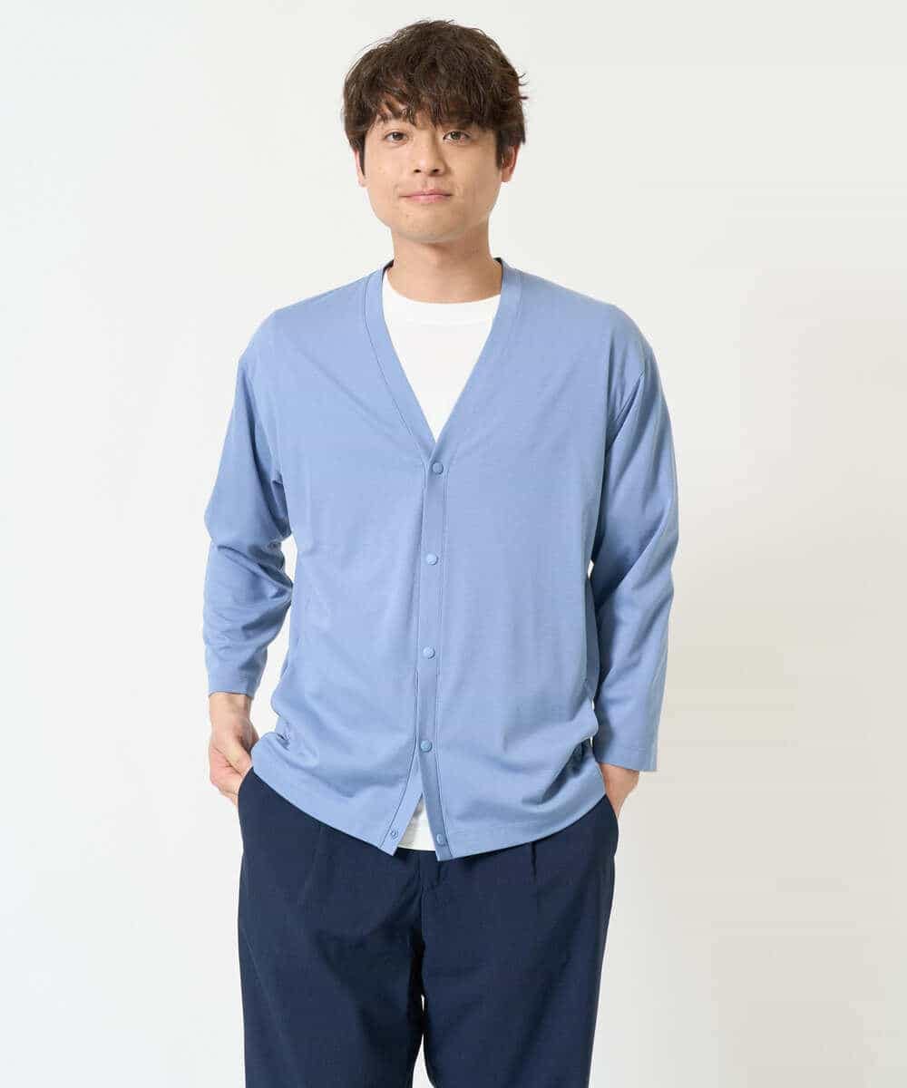 KHCFA10049 a.v.v MEN(アー・ヴェ・ヴェ) 【接触冷感】さらさらタッチVネックカーディガン ブラック