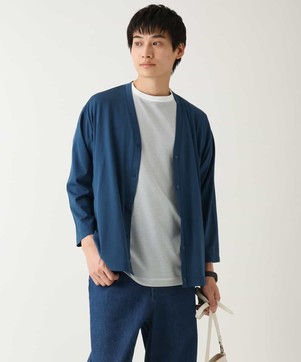 KHCFA10049 a.v.v MEN(アー・ヴェ・ヴェ) 【接触冷感】さらさらタッチVネックカーディガン ブラック