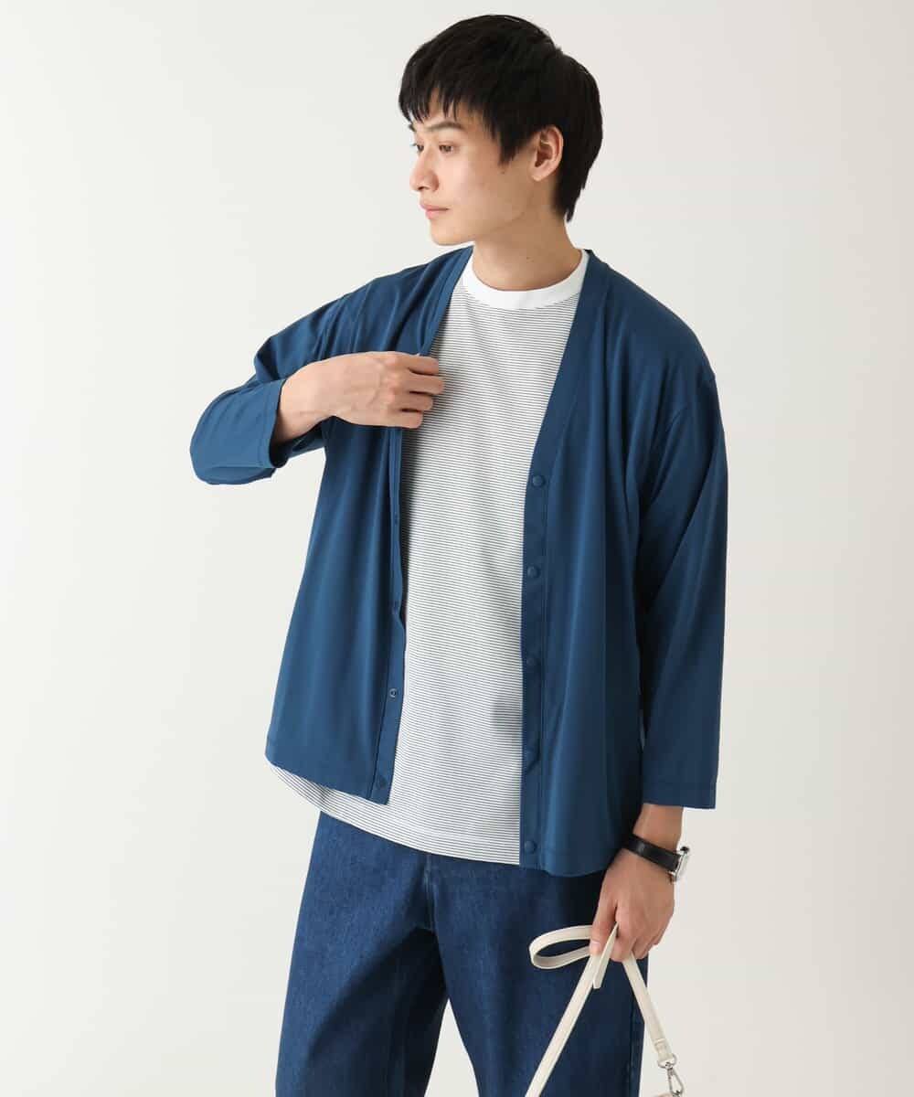 KHCFA10049 a.v.v MEN(アー・ヴェ・ヴェ) 【接触冷感】さらさらタッチVネックカーディガン ブラック