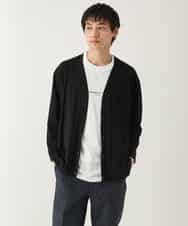 KHCFA10049 a.v.v MEN(アー・ヴェ・ヴェ) 【接触冷感】さらさらタッチVネックカーディガン ブラック