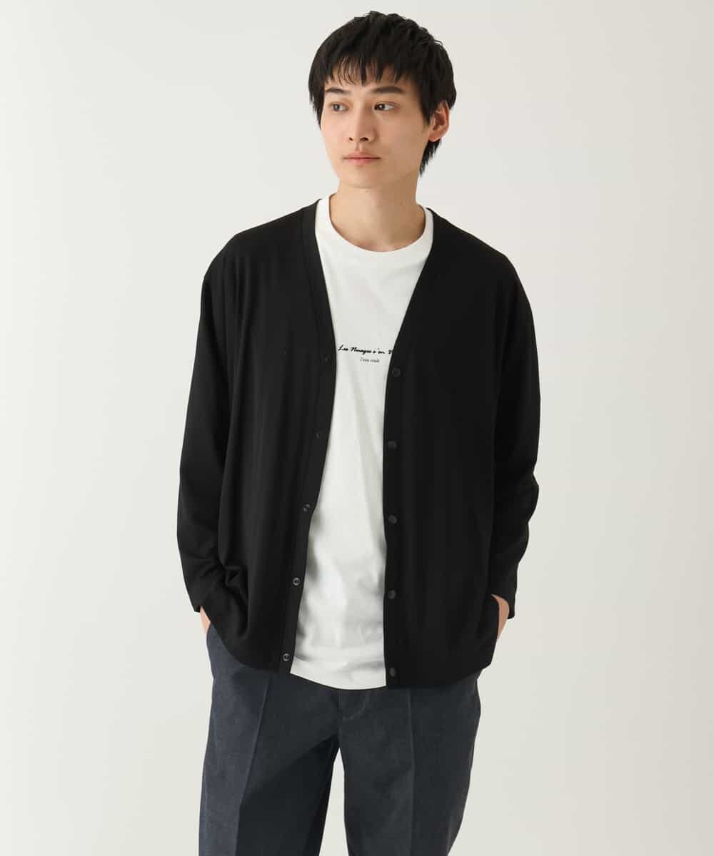 KHCFA10049 a.v.v MEN(アー・ヴェ・ヴェ) 【接触冷感】さらさらタッチVネックカーディガン ブラック
