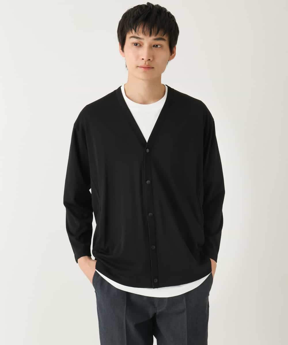 KHCFA10049 a.v.v MEN(アー・ヴェ・ヴェ) 【接触冷感】さらさらタッチVネックカーディガン ブラック