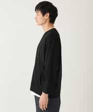 KHCFA10049 a.v.v MEN(アー・ヴェ・ヴェ) 【接触冷感】さらさらタッチVネックカーディガン ブラック