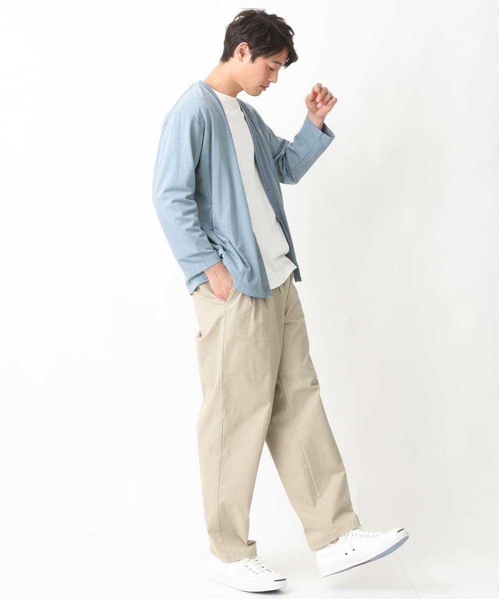 KHCFV10044 a.v.v MEN(アー・ヴェ・ヴェ) 【定番アイテム】さらさらタッチカーディガン 8分袖（さらリッチシリーズ） ライトブルー