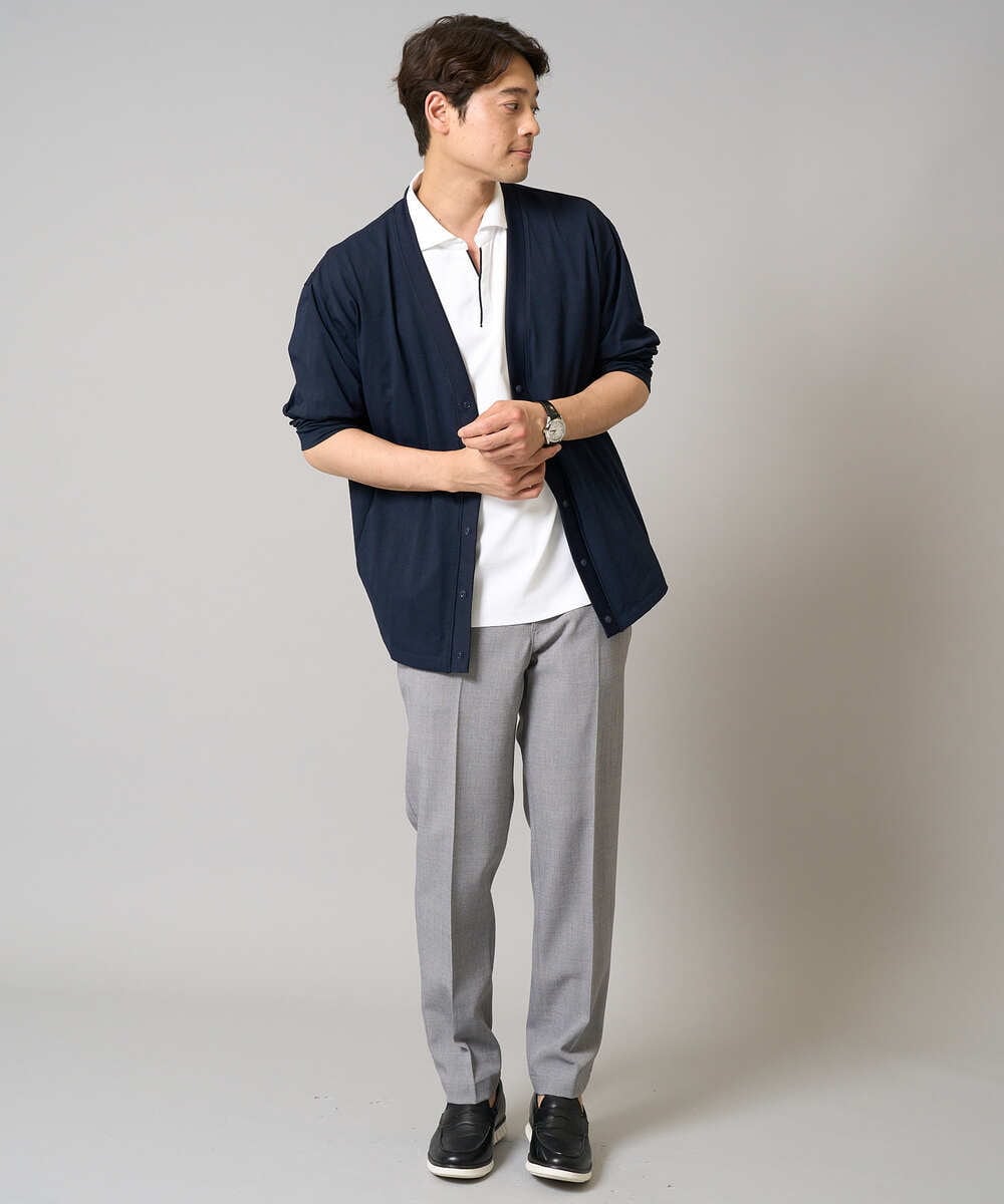 KHCGA55059 a.v.v MEN(アー・ヴェ・ヴェ) 【接触冷感/毛玉になりにくい】さらさらタッチVネックカーディガン ダークグレー