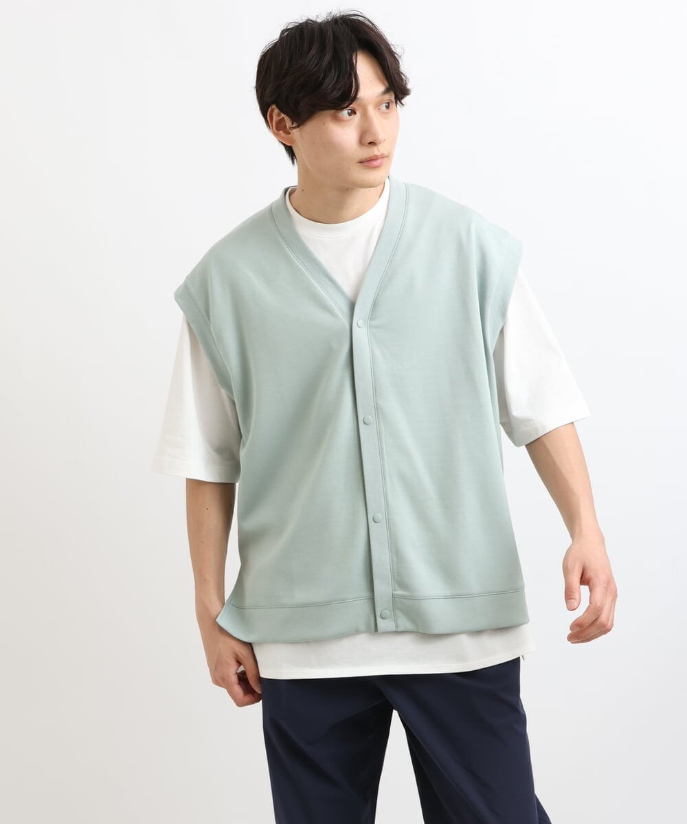 KHCGS34059 a.v.v MEN(アー・ヴェ・ヴェ) 【S-XXL】ダンボールベスト( 五分袖カットソー付き) グリーン