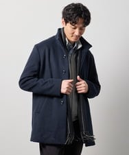 KHCJD14069 a.v.v MEN(アー・ヴェ・ヴェ) 【イージーケア/洗濯機で洗える/ストレッチ】ジャガードスタンドカラーカーディガン ブラック