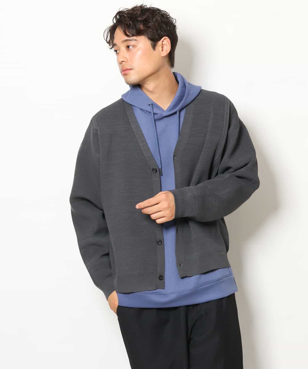 KHCJS02059 a.v.v MEN(アー・ヴェ・ヴェ) アゼ編ワイドカーディガン グリーン