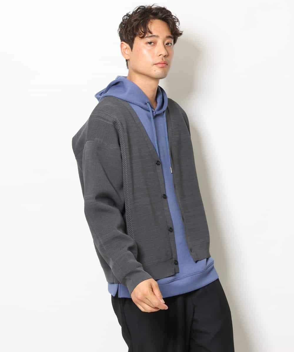 KHCJS02059 a.v.v MEN(アー・ヴェ・ヴェ) アゼ編ワイドカーディガン グリーン