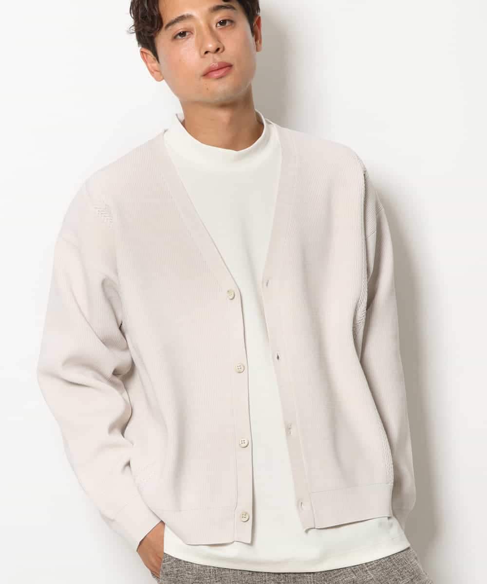 KHCJS02059 a.v.v MEN(アー・ヴェ・ヴェ) アゼ編ワイドカーディガン アイボリー