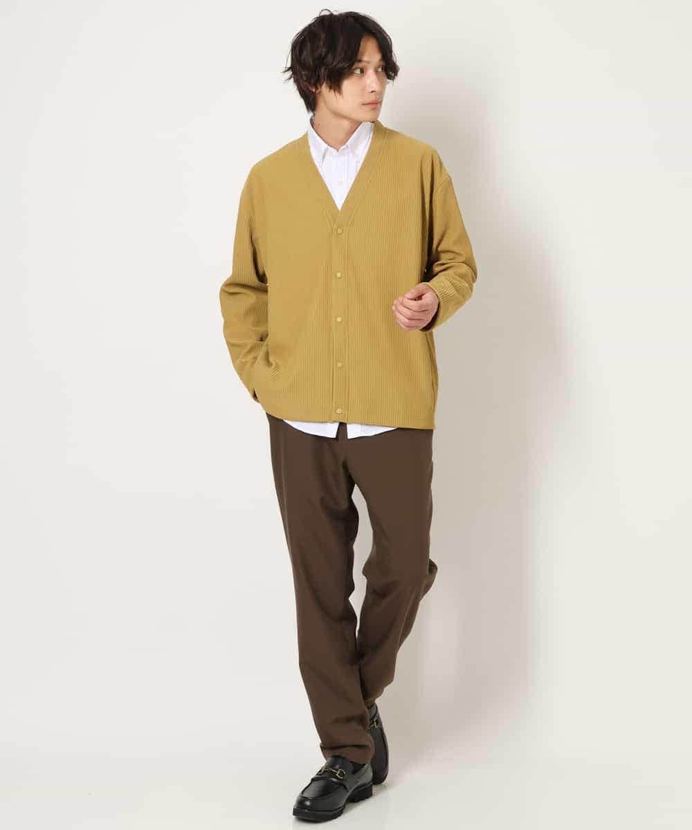 KHCJS03059 a.v.v MEN(アー・ヴェ・ヴェ) 【毛玉になりにくい】タックジャージーカーディガン イエロー