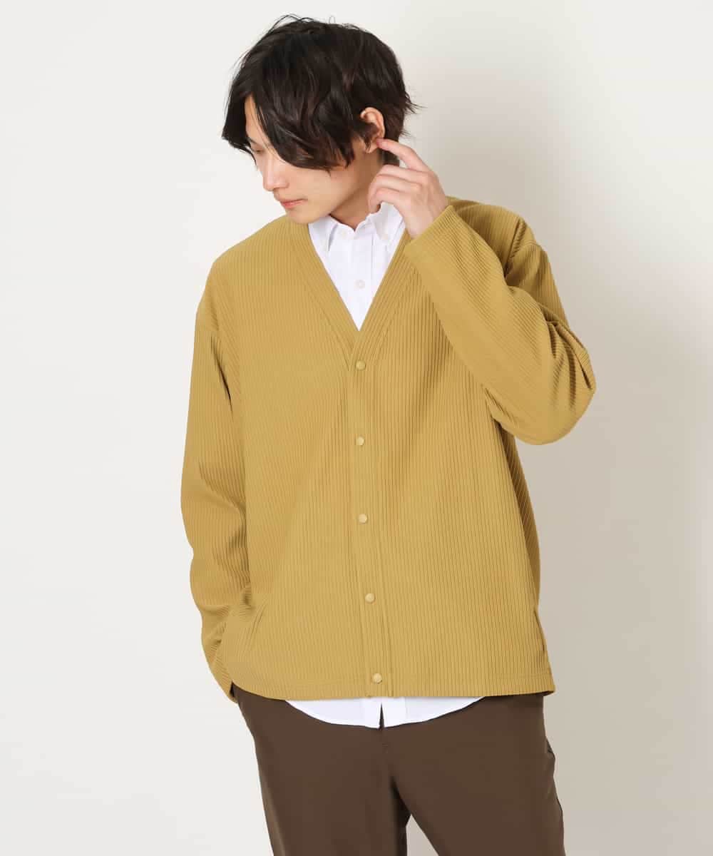 KHCJS03059 a.v.v MEN(アー・ヴェ・ヴェ) 【毛玉になりにくい】タックジャージーカーディガン イエロー