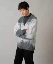 KHCLA25089 a.v.v MEN(アー・ヴェ・ヴェ) ボカシ柄起毛シャギーワイドカーディガン ダークグレー系