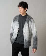 KHCLA25089 a.v.v MEN(アー・ヴェ・ヴェ) ボカシ柄起毛シャギーワイドカーディガン ダークグレー系