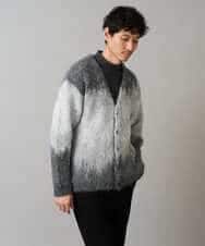 KHCLA25089 a.v.v MEN(アー・ヴェ・ヴェ) ボカシ柄起毛シャギーワイドカーディガン ダークグレー系