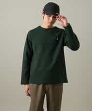 KHFAA60044 a.v.v MEN(アー・ヴェ・ヴェ) 【春まで使える】エッフェル刺繍ボートネックニット ダークグリーン