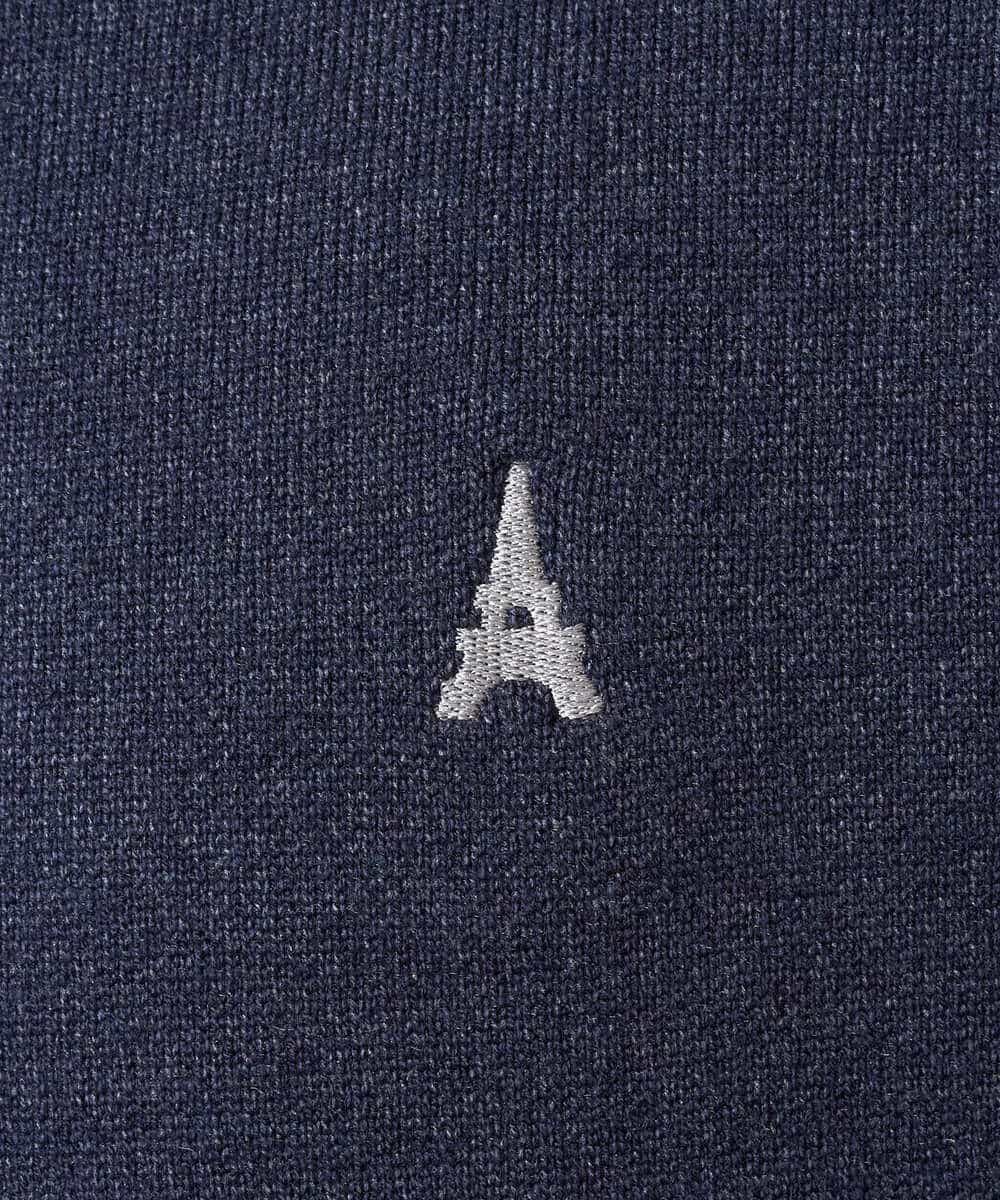 KHFAD60049 a.v.v MEN(アー・ヴェ・ヴェ) 【洗濯機で洗える】ワンポイント刺繍ボートネックニット アイボリー