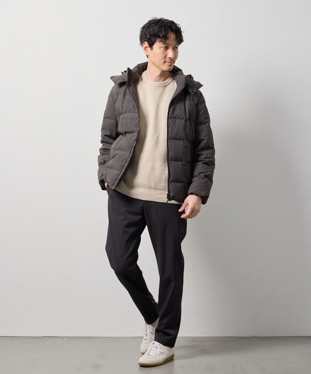 KHFAG02059 a.v.v MEN(アー・ヴェ・ヴェ) 【洗濯機で洗える】モールバックボーダークルーネックニット ダークグレー