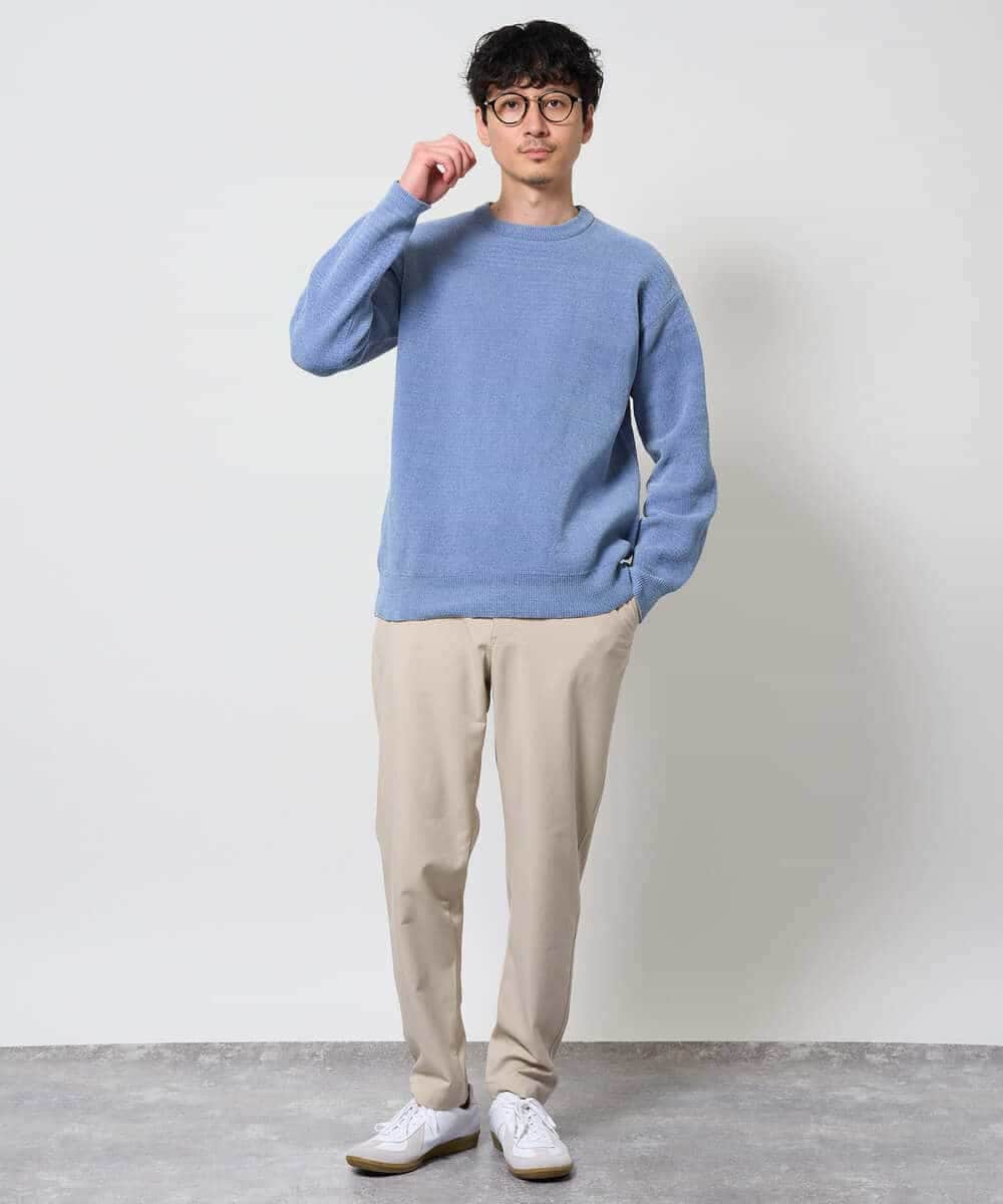 KHFAG02059 a.v.v MEN(アー・ヴェ・ヴェ) 【洗濯機で洗える】モールバックボーダークルーネックニット ダークグレー
