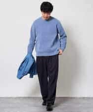 KHFAG02059 a.v.v MEN(アー・ヴェ・ヴェ) 【洗濯機で洗える】モールバックボーダークルーネックニット ダークグレー