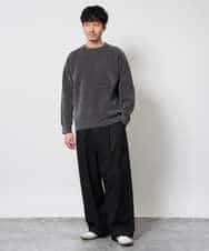 KHFAG02059 a.v.v MEN(アー・ヴェ・ヴェ) 【洗濯機で洗える】モールバックボーダークルーネックニット ダークグレー
