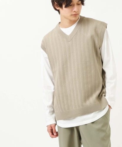 KHFFS10059 a.v.v MEN レイヤードカットソー付きVネックニットベスト